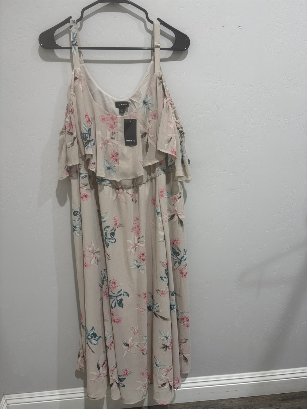 torrid Floral Cold-Shoulder Maxi Dress with Ruffle